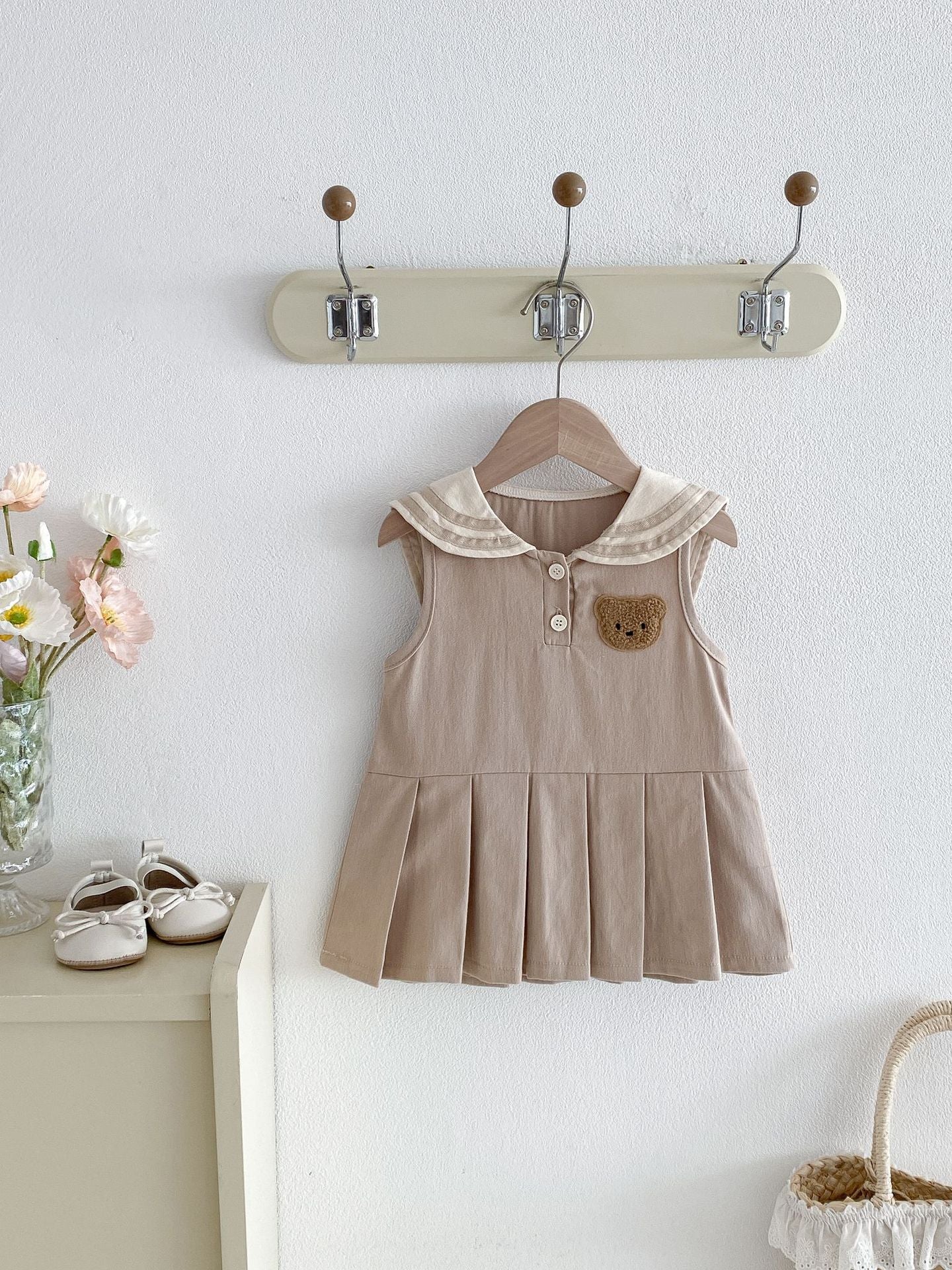 Children's Summer Preppy Style Bear Vest Skirt Western Children's Dress