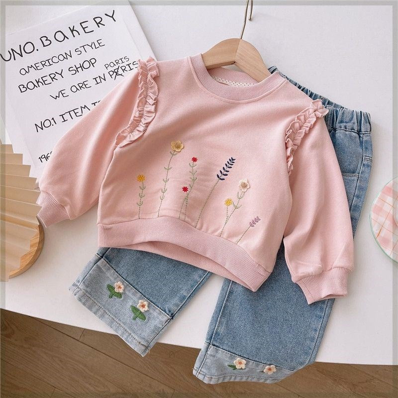 Women's & Children's Korean Style Straight Jeans Fashionable Loose Children's Pants