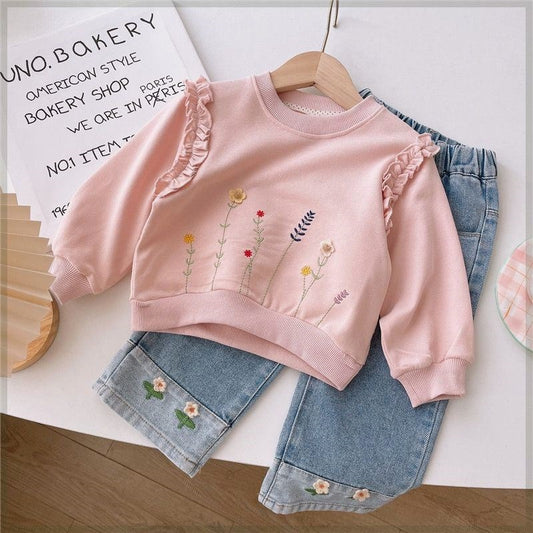 Women's & Children's Korean Style Straight Jeans Fashionable Loose Children's Pants