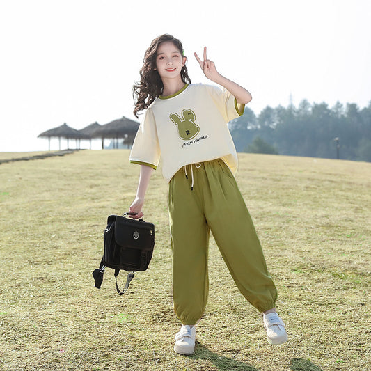 Children's Summer Sports Fashionable Medium Big Two-piece Children's Suit