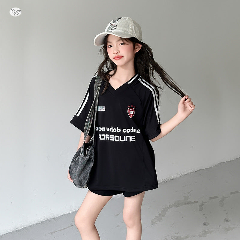 Two-piece Medium Big Summer Loose Short Children's Suit