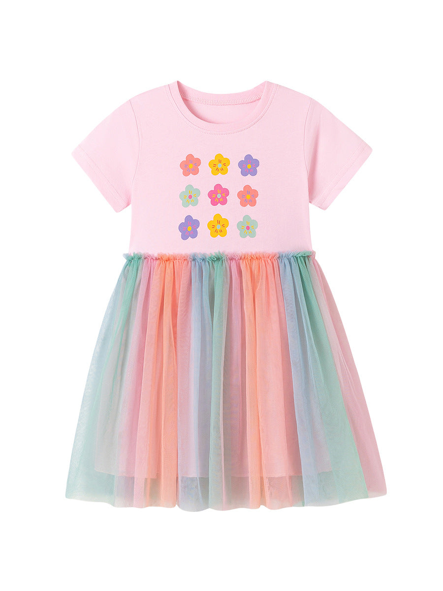 Children's Source Shirt Summer Cute Flowers Skirt Children's Dress