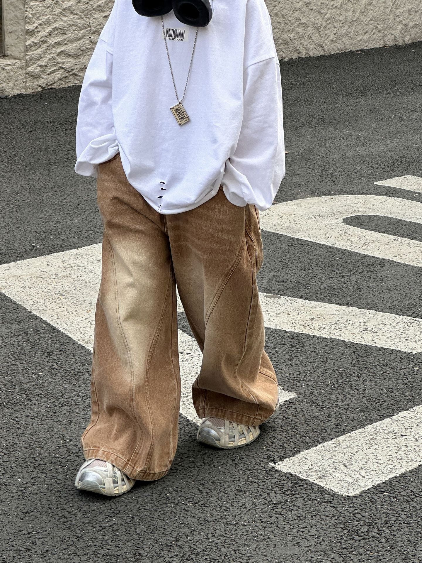 Children's Spring Boys Korean Style Baggy Straight Trousers Children's Pants