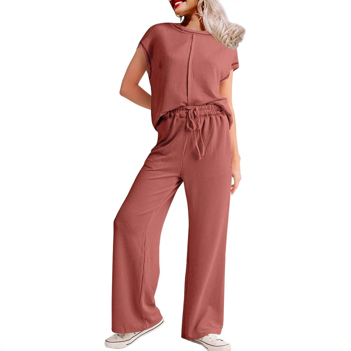 Women's Three-quarter Sleeve Rope Solid Color Commute Suits