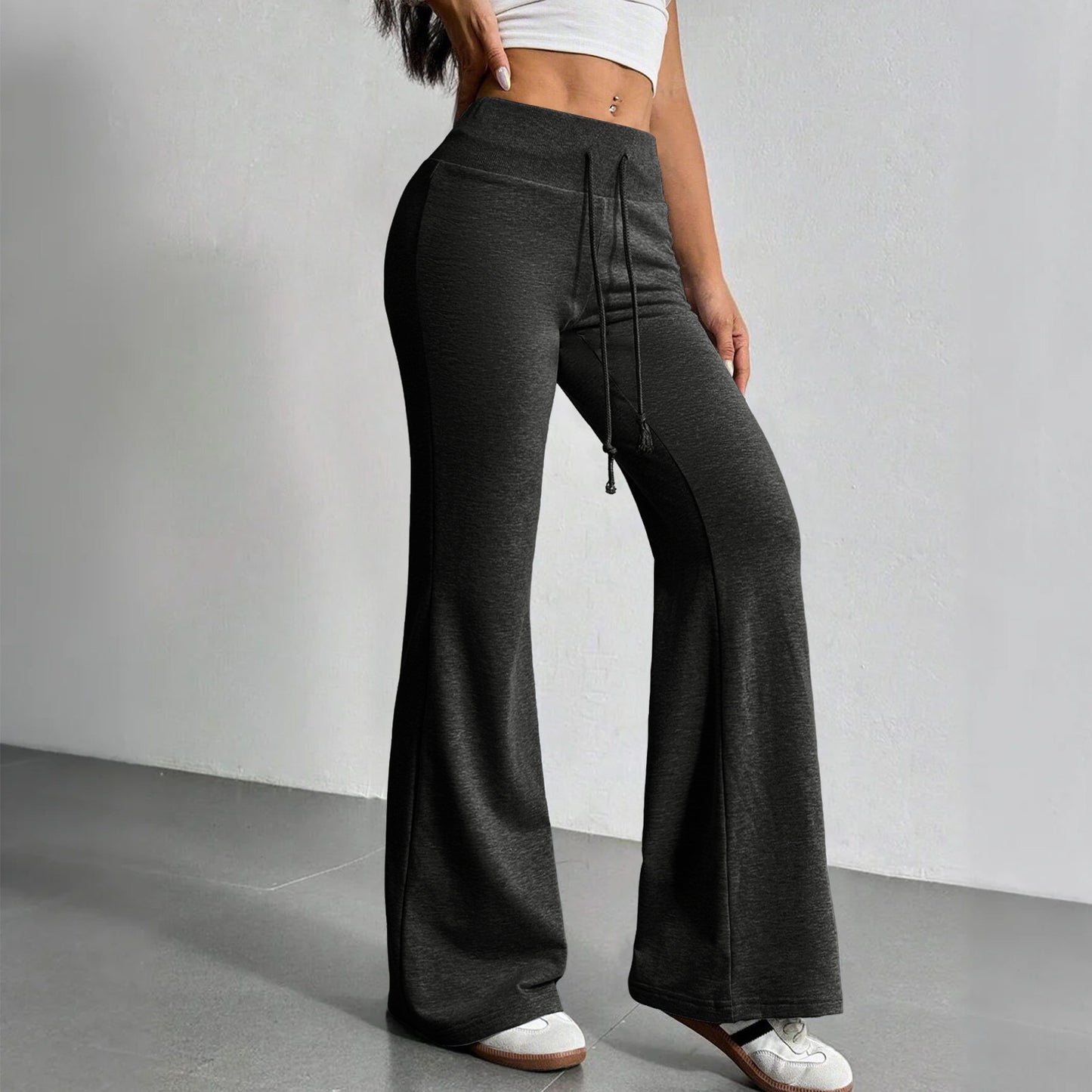 Women's Source Autumn Fashion Drawstring High Waist Leisure Horn Casual Pants