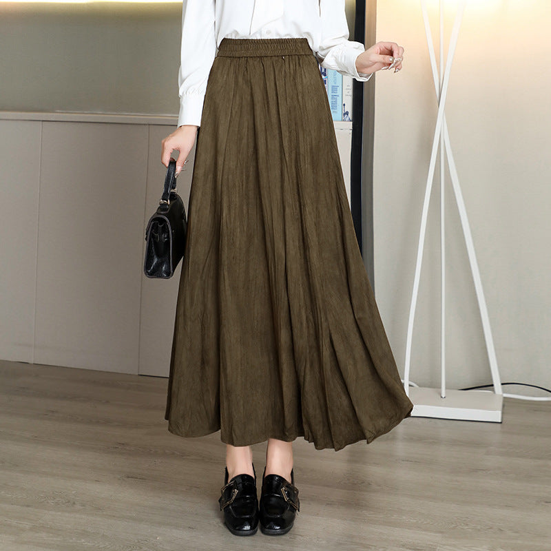 Women's Veet Draping Pleated Slimming Mid-length Expansion High Skirts