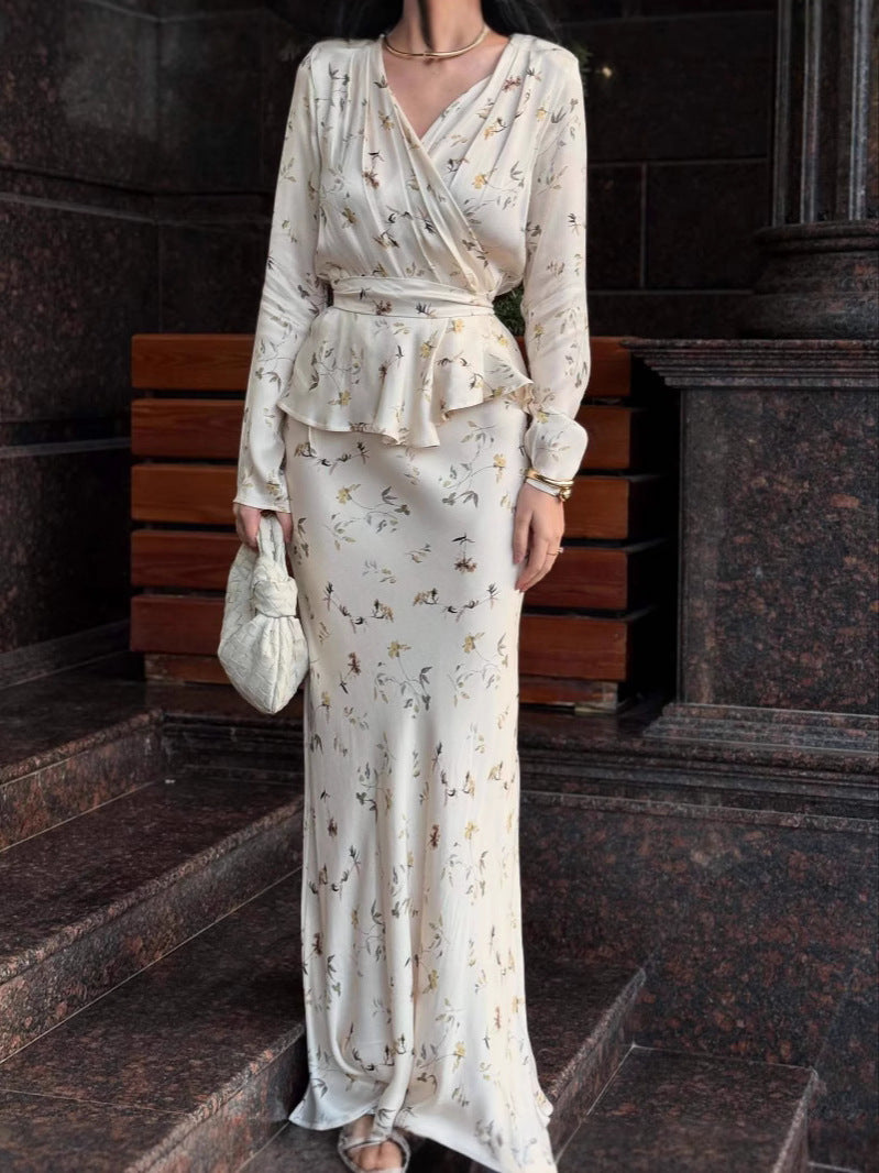 Summer Sexy Soft Long-sleeved Elegant Dress Fashion Casual Suit