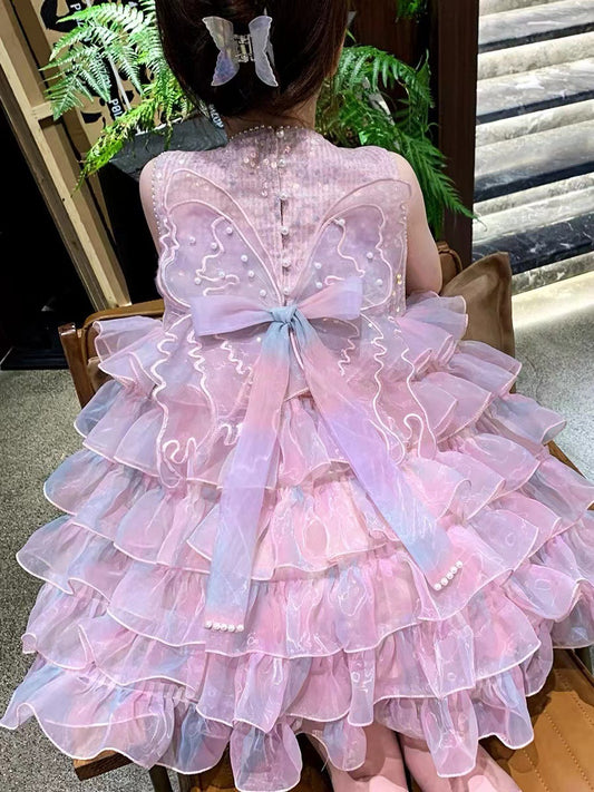 Children's Summer Fashionable Sequined Mesh Princess Little Children's Dress