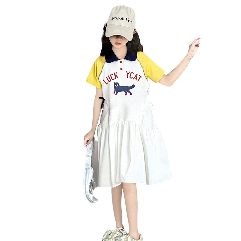 Fashionable Summer Fashion Cartoon Skirt Female Older Children's Dress