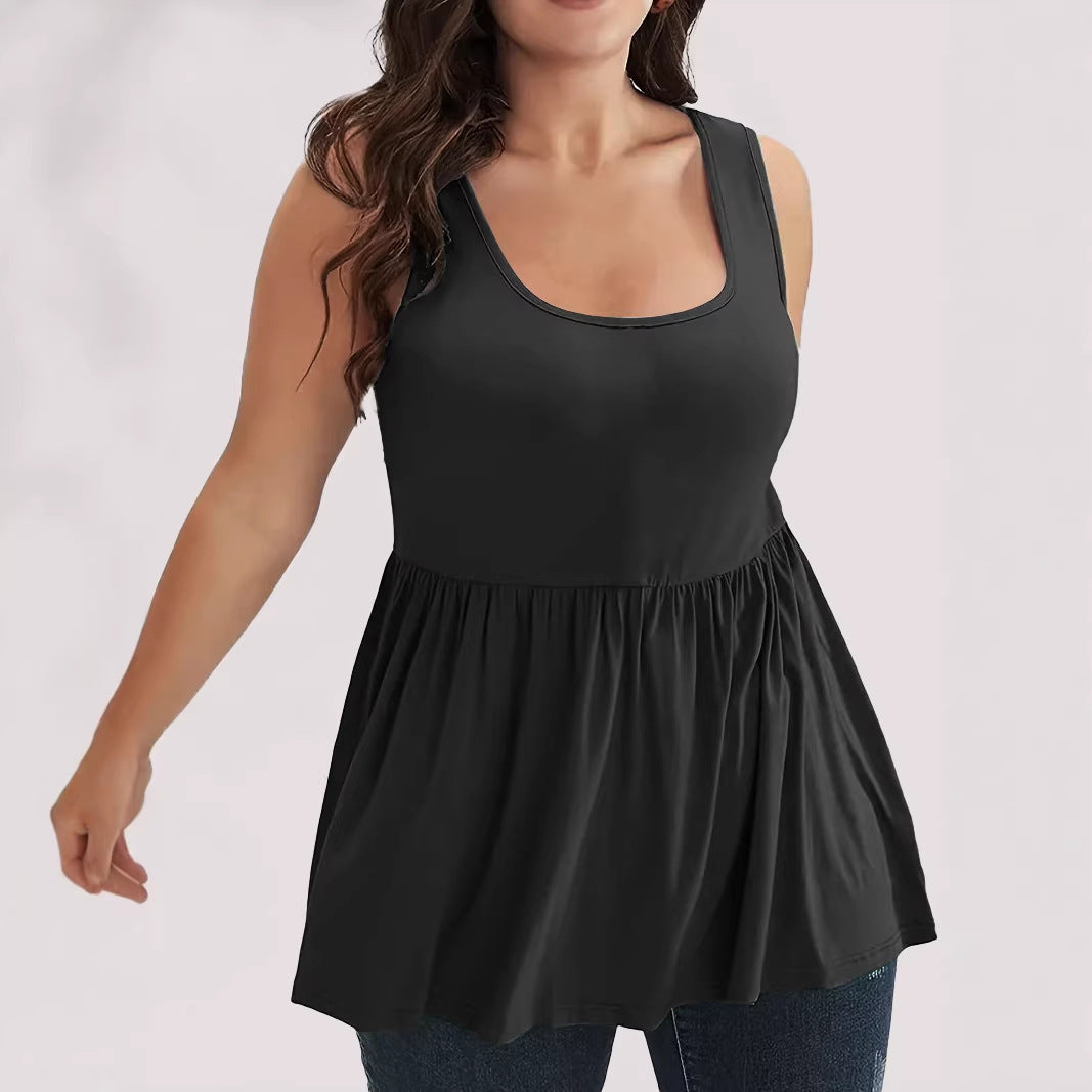 Women's Casual Solid Color Stitching Sleeveless Tops