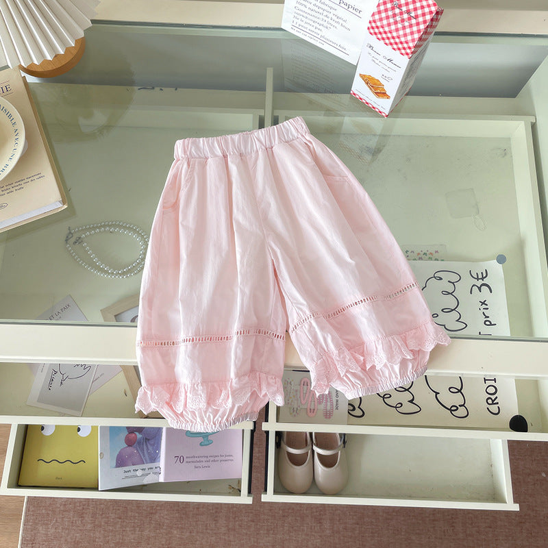 Fungus Flounced Sleeve Cartoon Vest Lace Edge Children's Suit