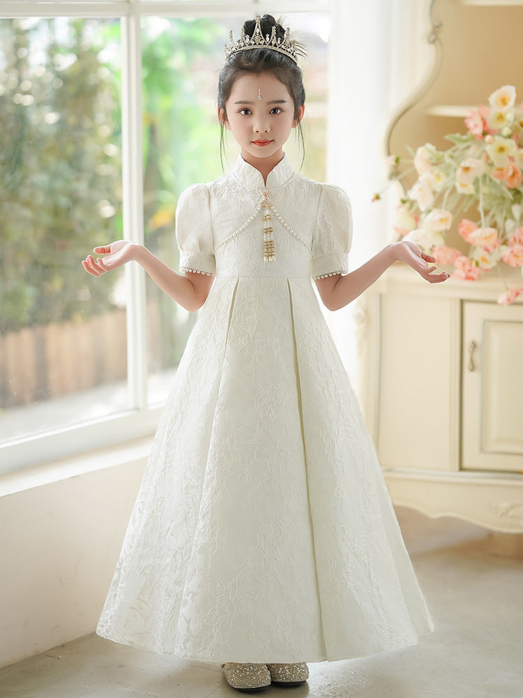 Children's Light Luxury Minority White Chinese Piano Children's Dress