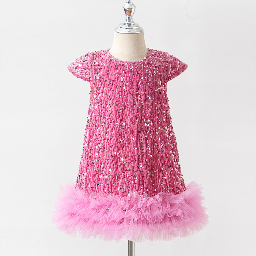 Children's Leaf Clothing Sequins Vest Skirt Autumn Children's Dress