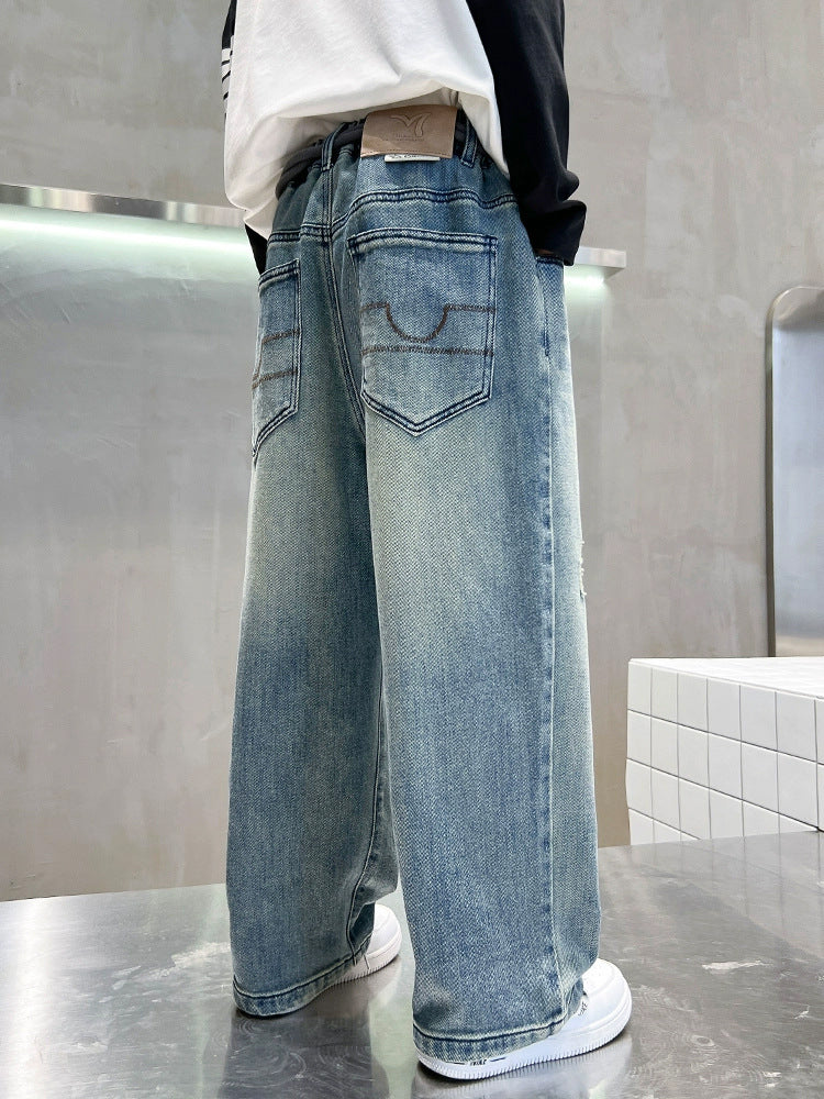 Children's Clothing Boys Autumn Jeans Older Sports Trousers Fashion Trendy Children's Pants