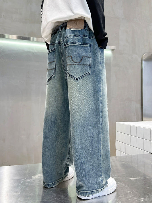 Children's Clothing Boys Autumn Jeans Older Sports Trousers Fashion Trendy Children's Pants