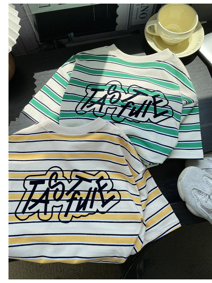 Short Sleeve Summer Striped Half Top Children's T-shirt