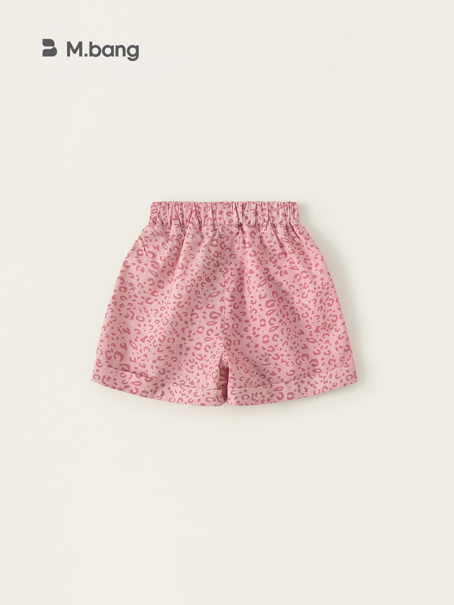 Children's Pink Leopard Print Hot Loose Fashionable Outer Children's Pants