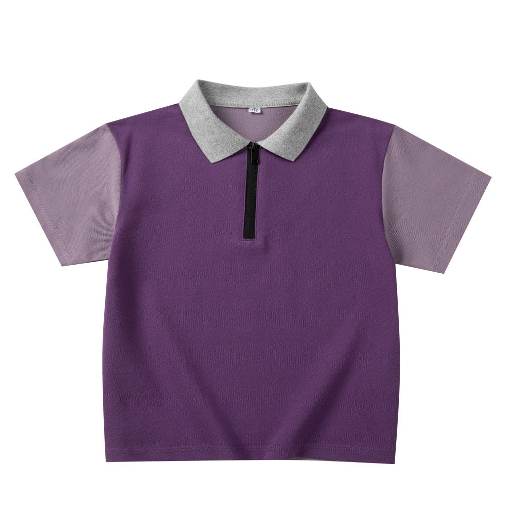 Children's Shirt Tops Contrast Color Pure Cotton Children's T-shirt