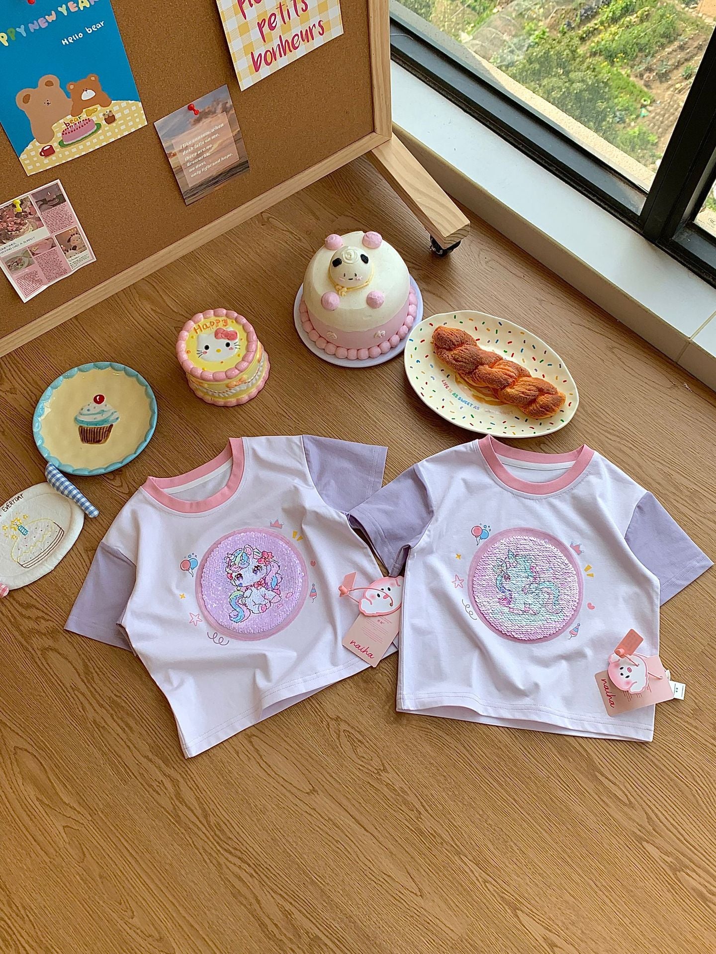Children's Cartoon Short Sleeve Color Matching Half Children's T-shirt
