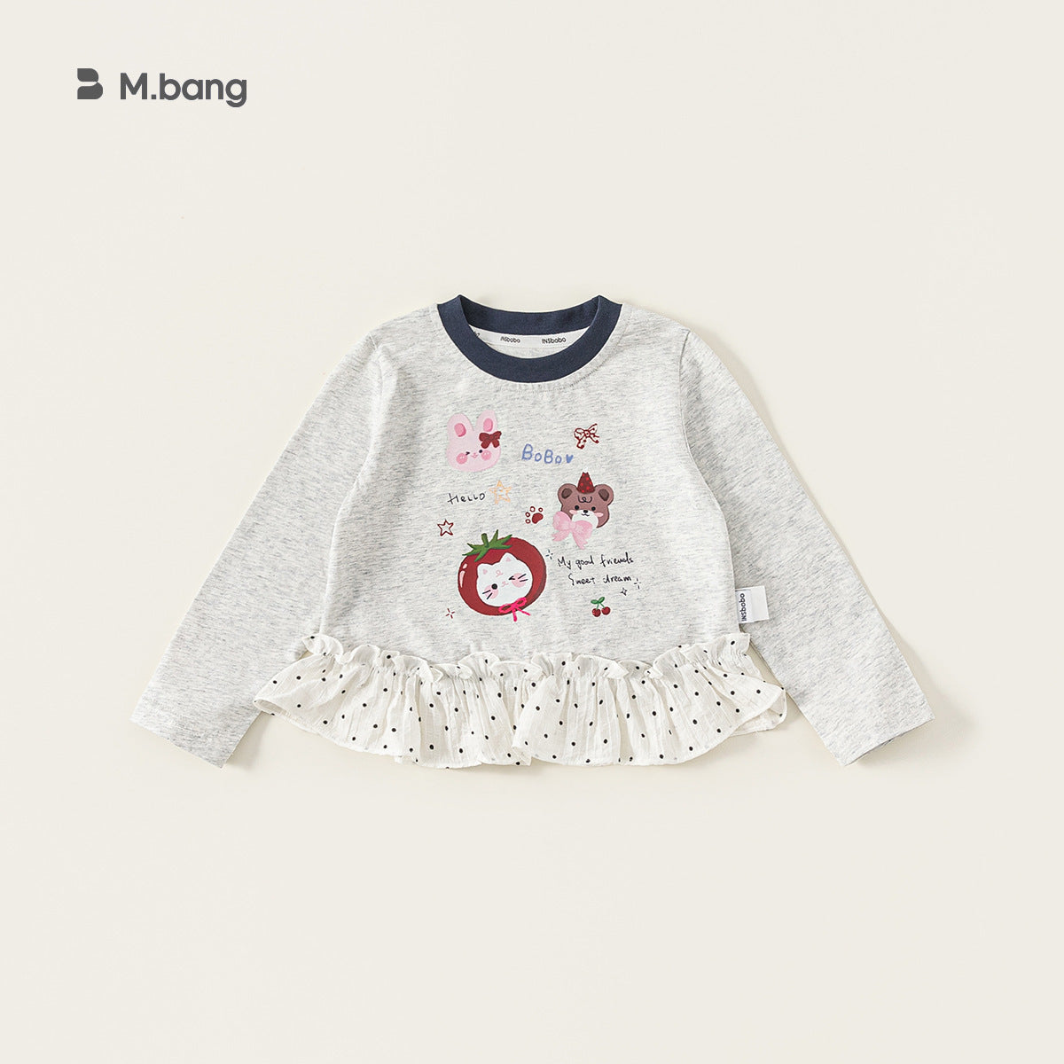 Children's Long Sleeve Cute Cartoon Lace Patchwork Top Korean Style Bottoming Children's T-shirt