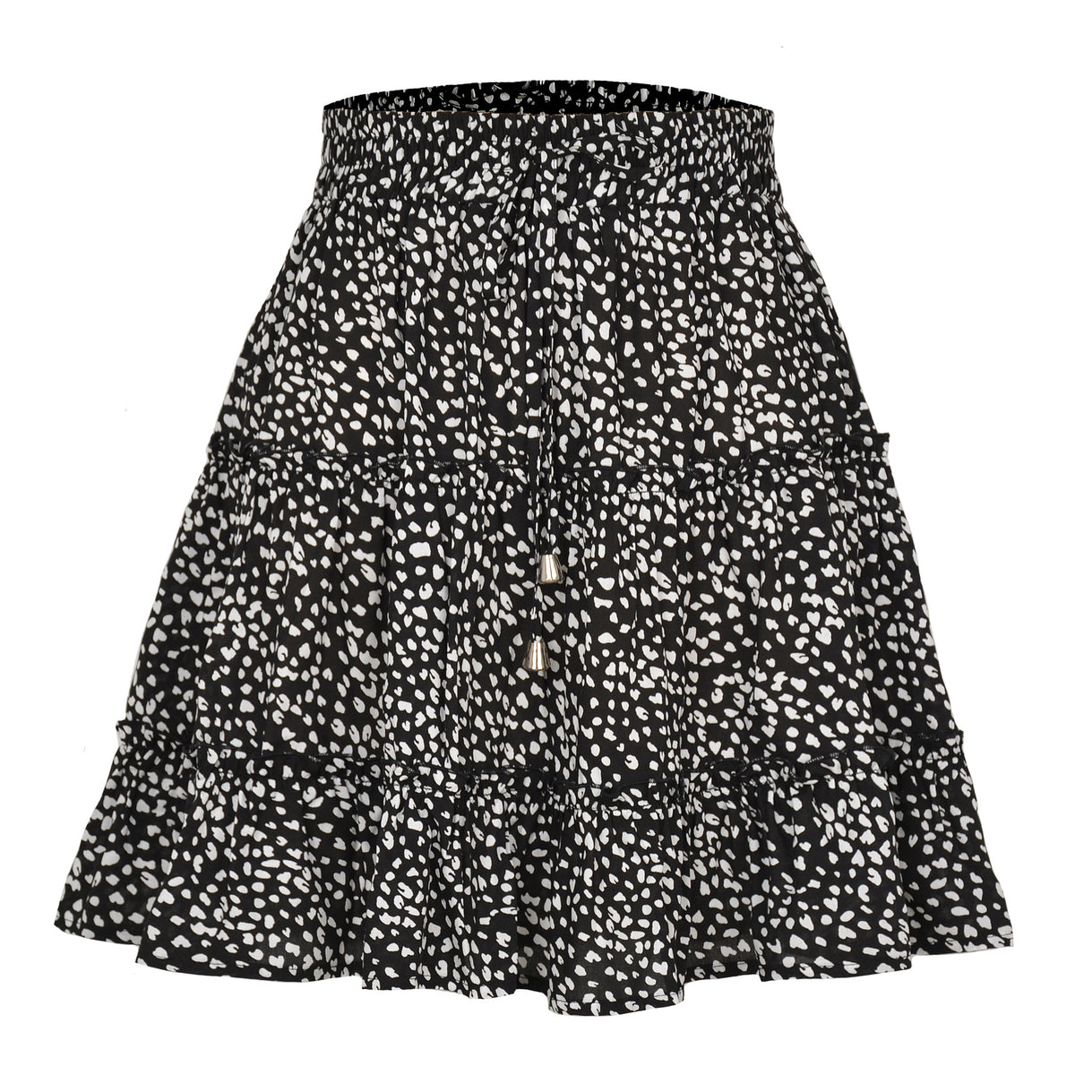 Women's Summer High Waist Ruffles Floral A- Line Skirt