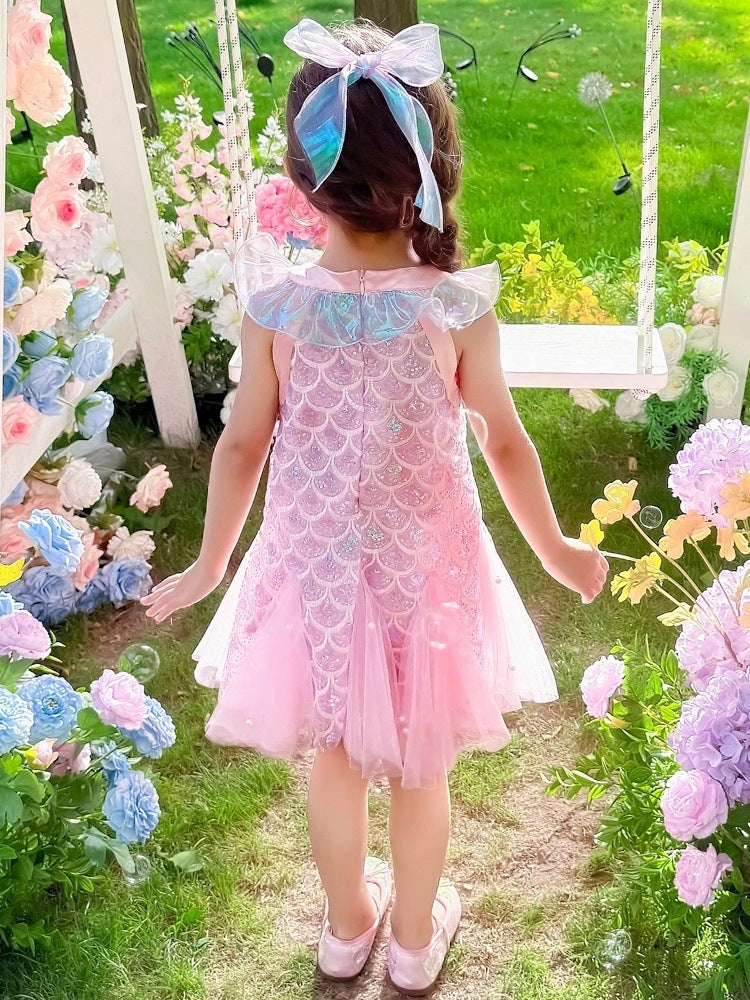 Children's Mermaid Princess Summer Fashion Little Tulle Skirt Children's Dress