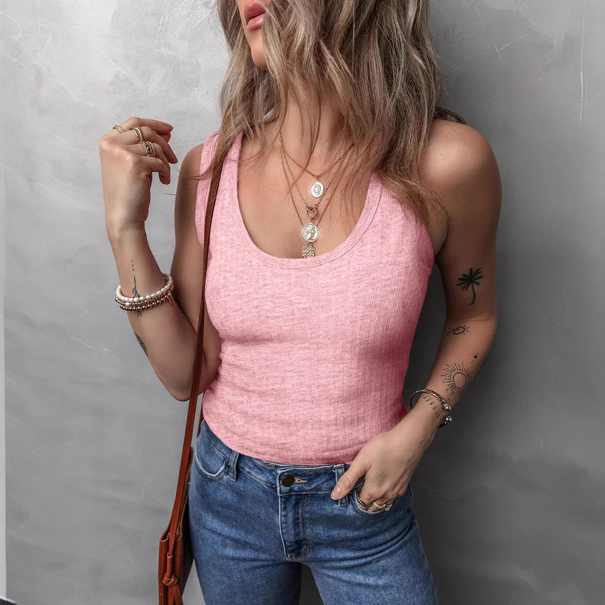 Trendy Casual Women's Fashion Wheat Flower Small Vest/suspenders/tube Top