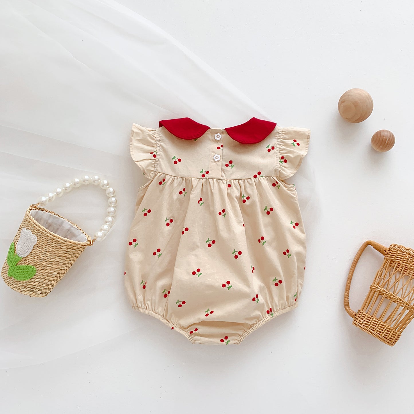Summer Wear Princess Clothes Thin Flounced Sleeve One-piece Jumpsuit, Climbing Suit