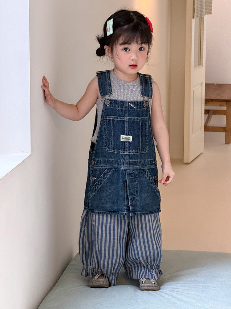 Children's Korean Style Boys Comfortable Breathable Cotton Yarn Striped Anti Children's Pants