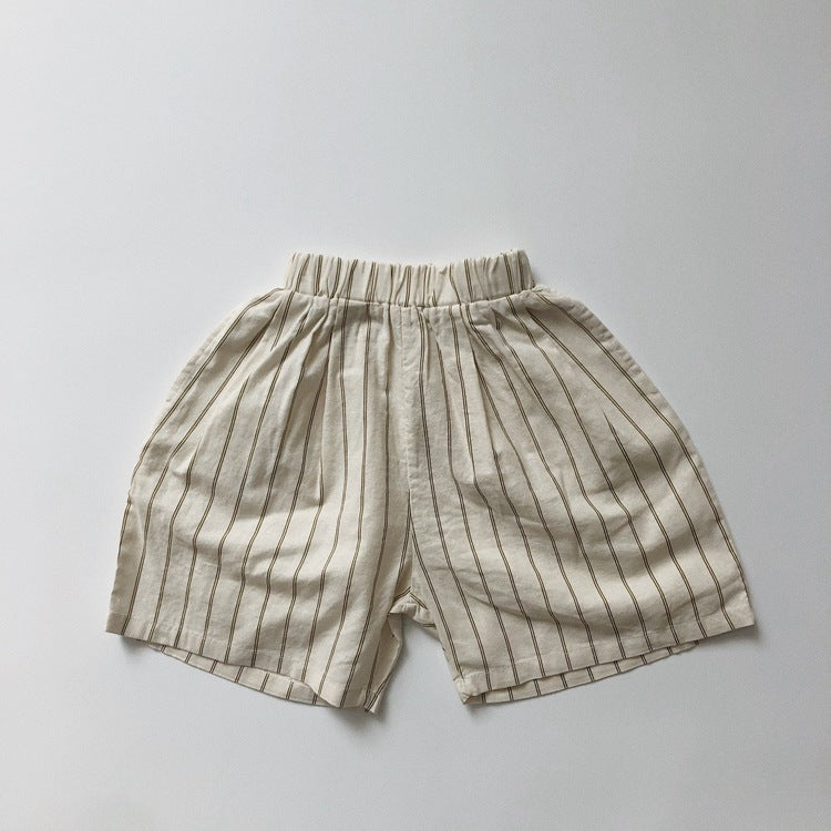 Children's Striped Shorts Summer Boys Ramie Loose Casual Children's Pants