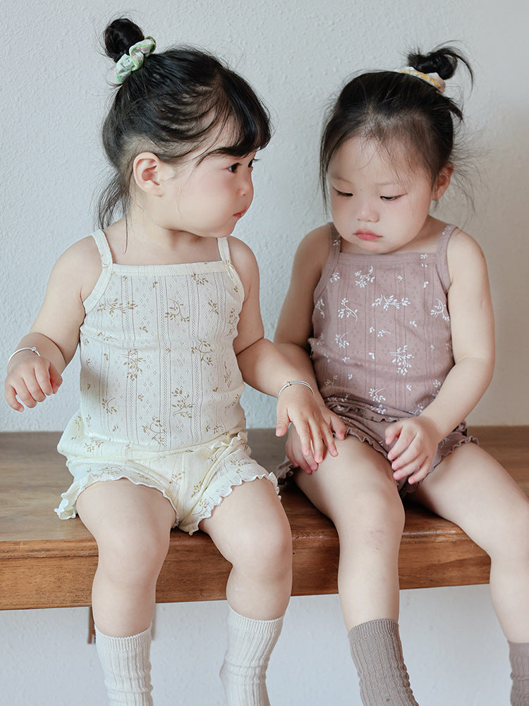 Summer Cotton Class Mori Style Floral Children's Suit