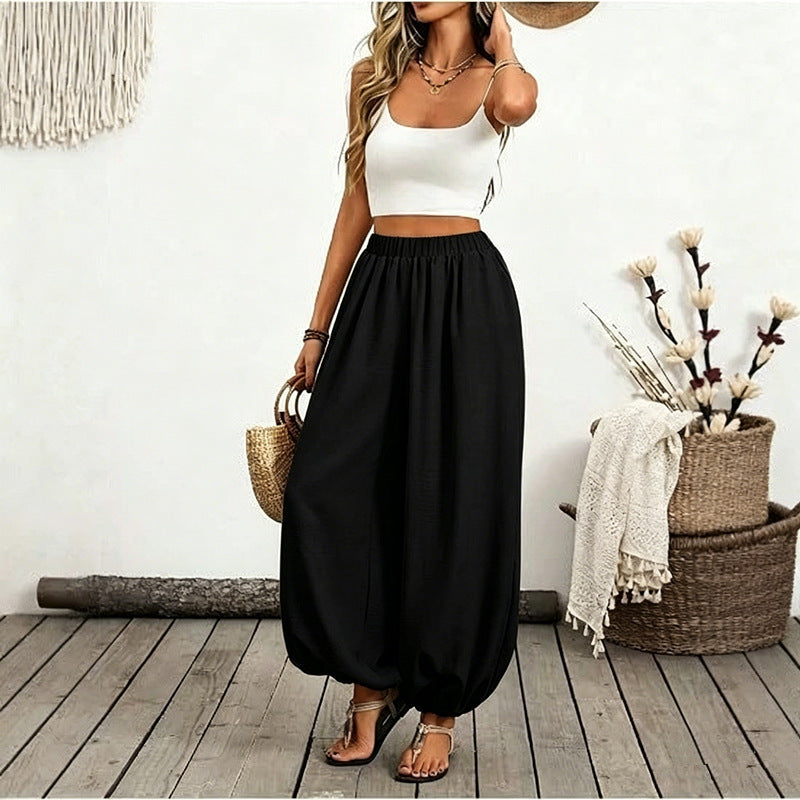 Women's Beach Vacation Style High Waist Pocket Comfortable Casual Pants