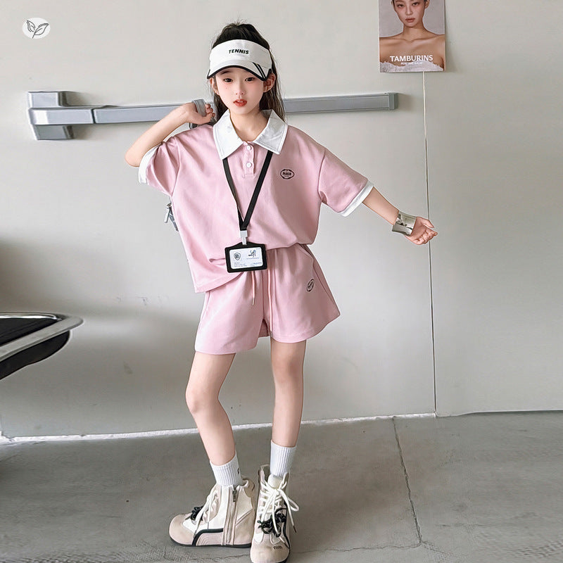 Children's Sportswear Summer Wear Medium Large Shirt Short Sleeve Shorts Loose Children's Suit