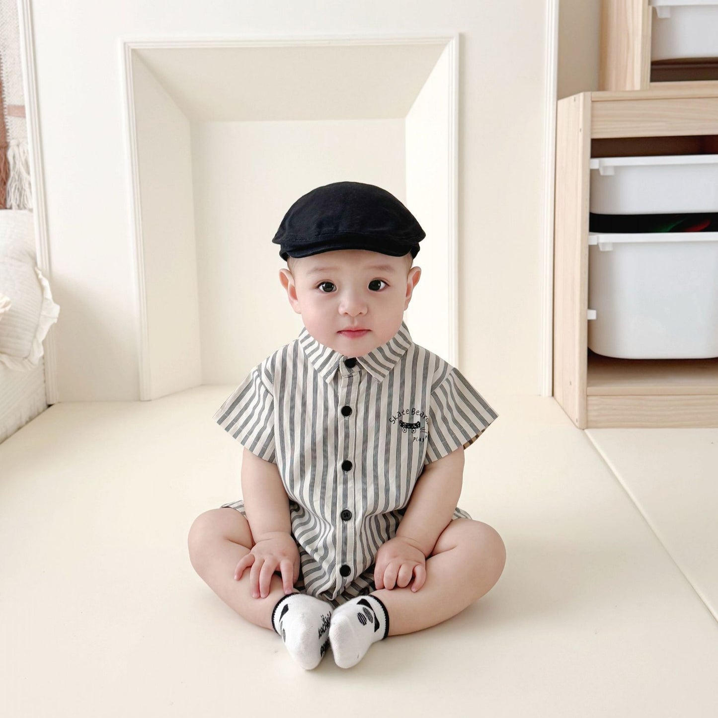Children's Infant Short-sleeved Romper Summer Boy's Shirt Jumpsuit, Climbing Suit