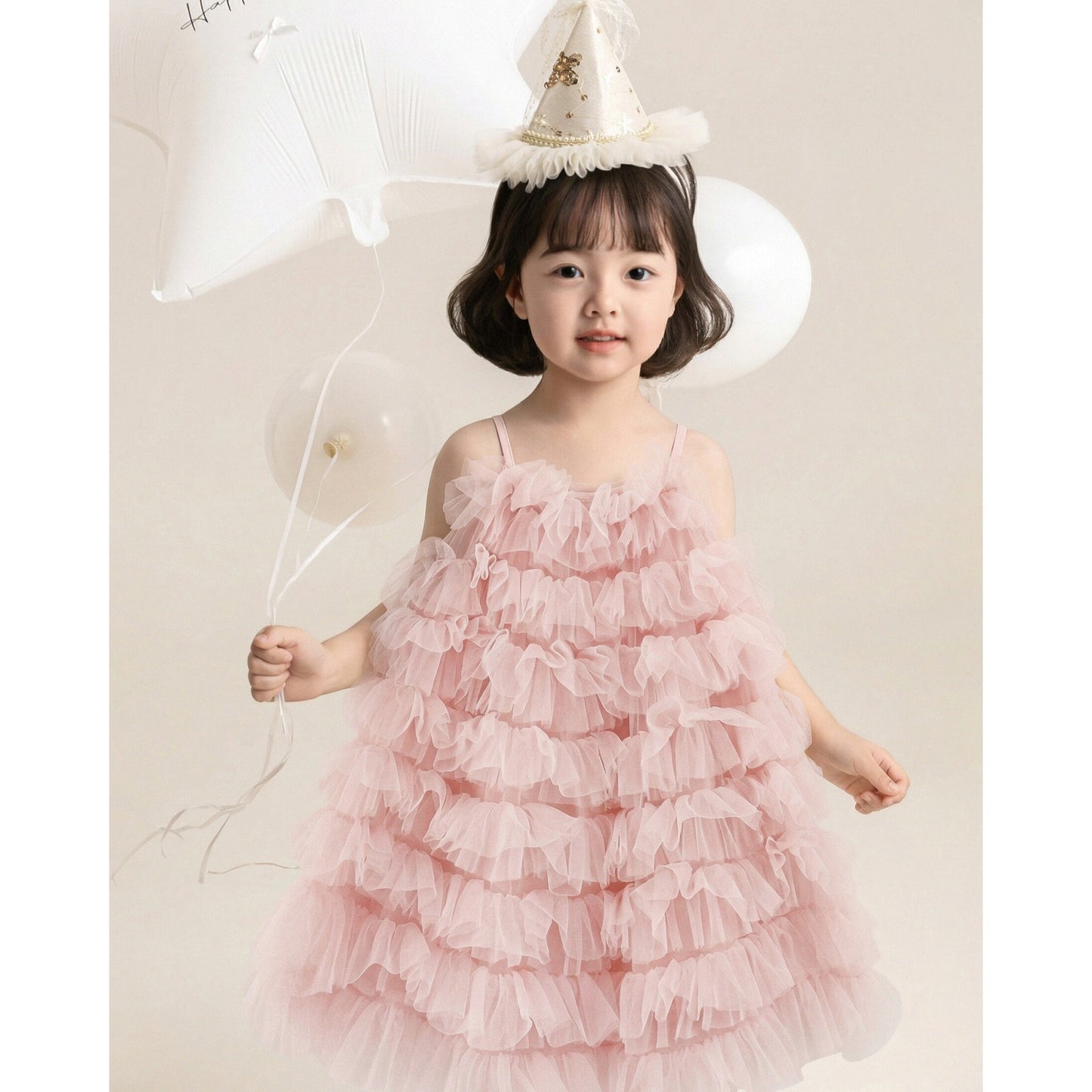Summer Cute Cake Dress Mesh Princess Sleeveless Bottoming Children's Suit