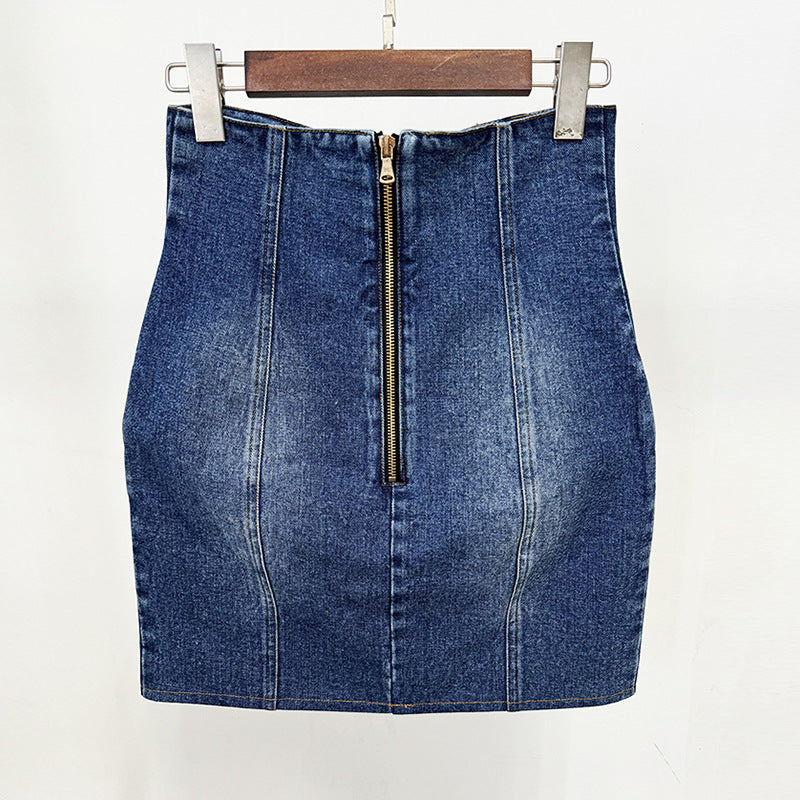 Fashion Washed Denim High Waist Mini Skirt
