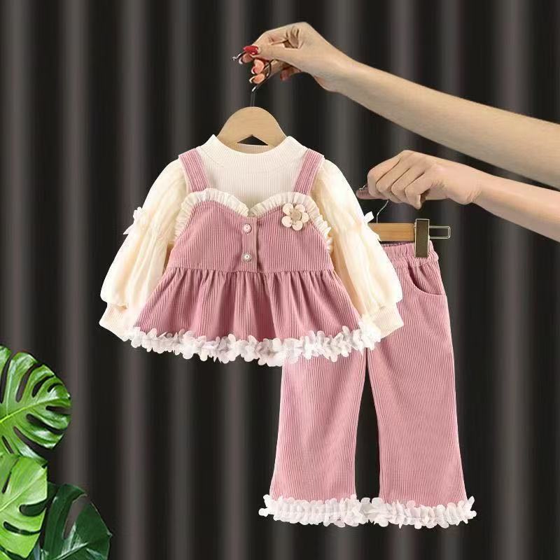Clothes Casual Pants Three-piece Princess Suspender Children's Suit