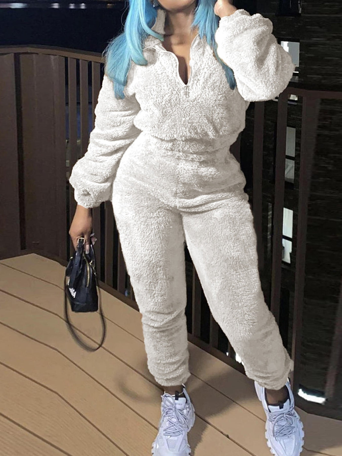 Women's Solid Color Long-sleeved Trousers Plush Fashion Casual Suit