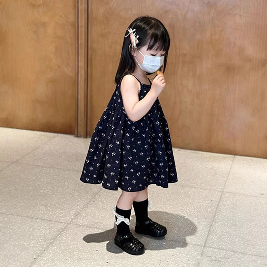 Children's Style Personality Trendy Korean Floral Princess Vest Beach Children's Dress