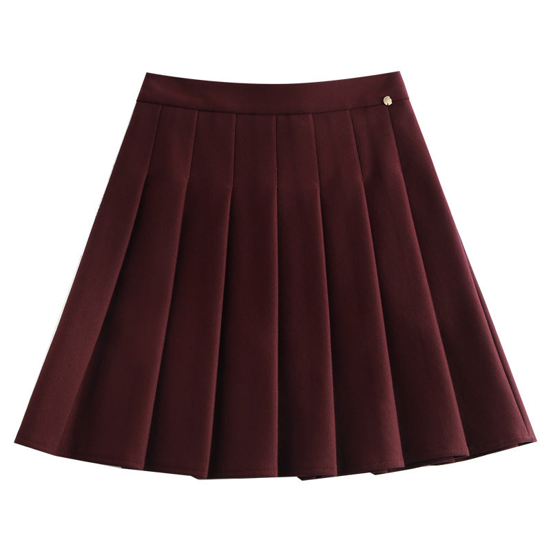 High Waist A- Line Pleated Slimming Small Skirt