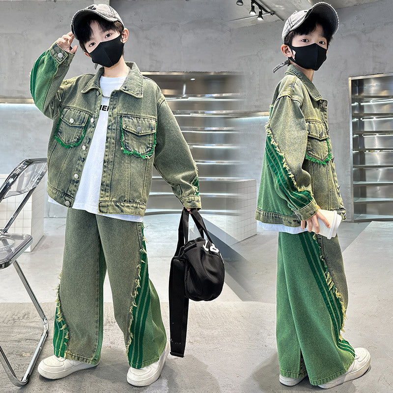 Children's Boys American Denim Medium Big Trendy Coat Fashionable Spring Children's Suit