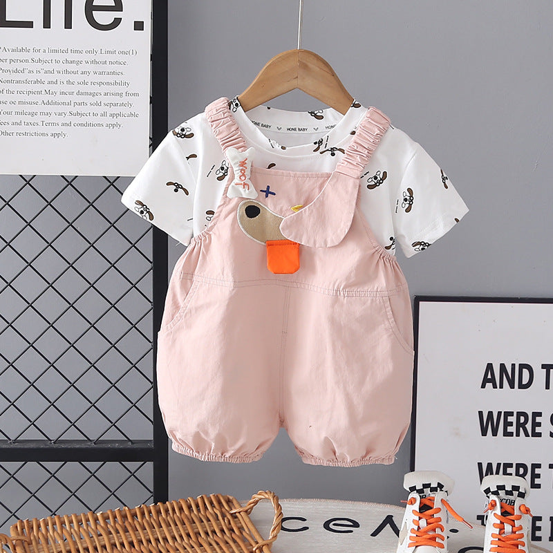 Suits Cute Clothes Western Style Puppy Suspender Pants Children's Suit