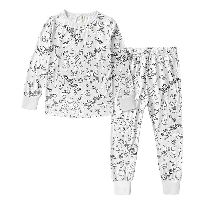 Children's Iti Pajamas Coloring Boys Sketch Set Children's Suit
