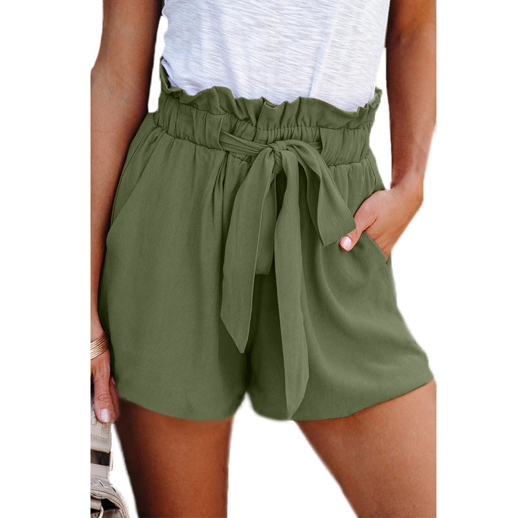 Women's Waistband Solid Color Loose High Waist Casual Pants
