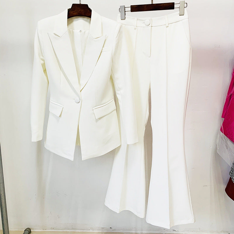 One Button Cloth Cover Mid-length Bell-bottom Fashion Casual Suit