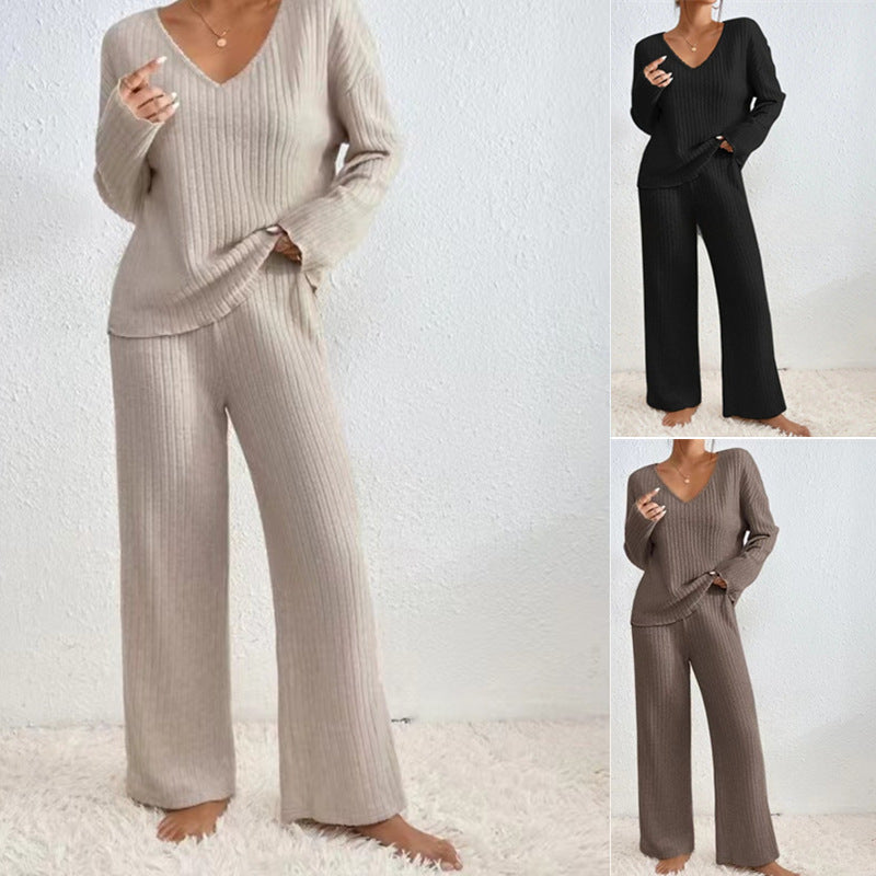 Women's Collar Loose Sunken Stripe Brushed Long Fashion Casual Suit