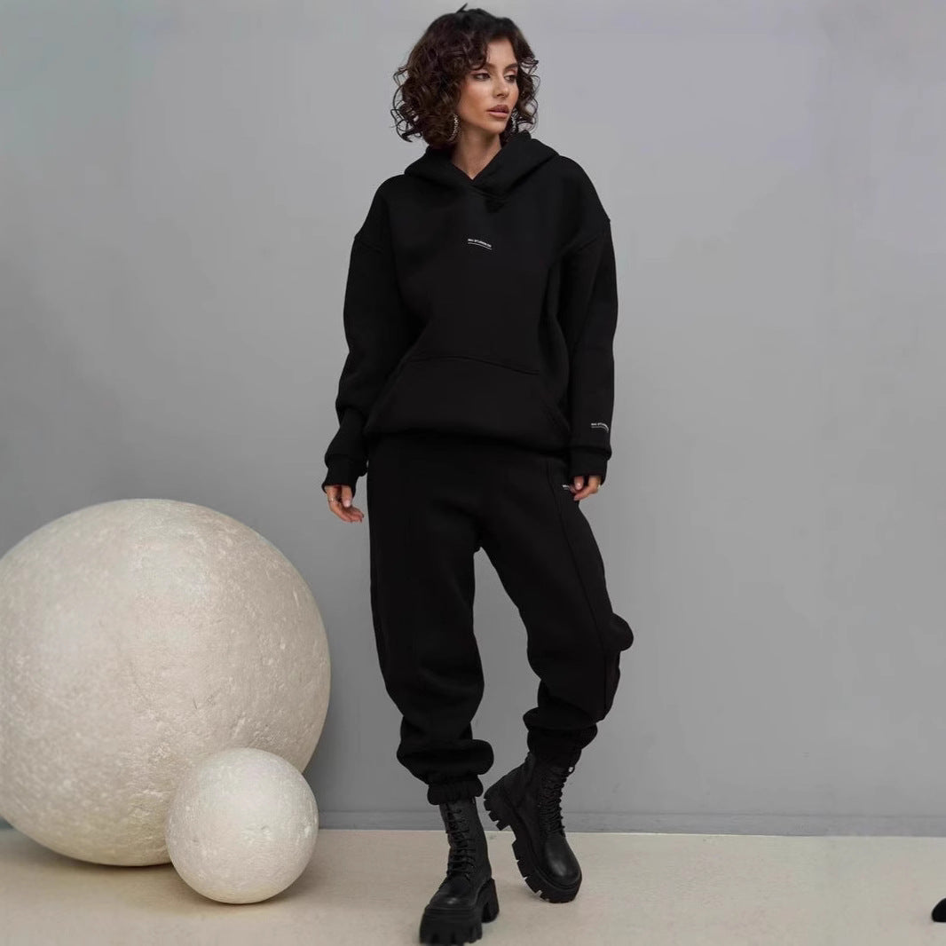 Durable Hooded Printed High Sports Trousers Sweaters