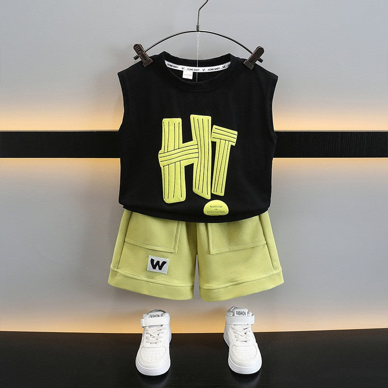 Children's Boys Summer Year Clothes Ruffle Handsome Children's Suit