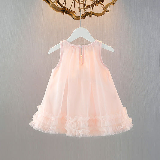 Sweet Gauze Short Sleeve Sleeveless Vest Little Princess Children's Dress