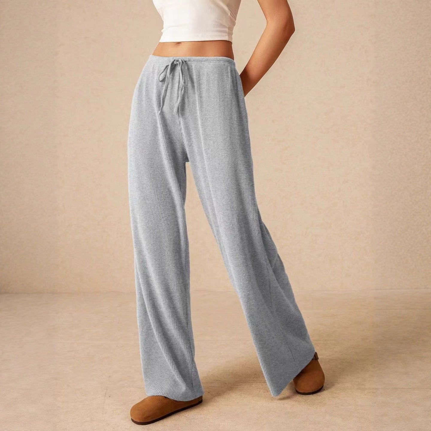 Women's Solid Color Mop Wide Leg High Waist Slimming For More Pants